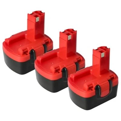 Afbeelding van vhbw 3x reserveaccu voor Bosch 2 607 335 528, 532, 533, 678 elektrisch gereedschap (1500 mAh NiMH 14,4 V)