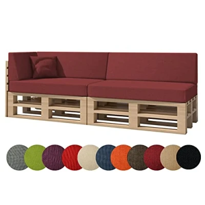 Afbeelding van Chilly Pilley Pallet Kussen Tuin Pad Binnen Buiten Wasbaar Verwijderbaar Zitkussen Rugkussen (Set Van 6, Donkerrood)