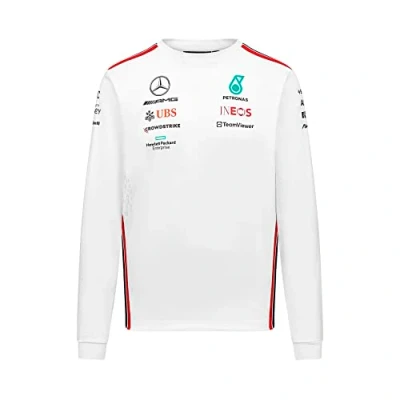 Afbeelding van Mercedes Longsleeve Teamline T shirt wit 2023 M Lewis Hamilton George Russel Formule 1