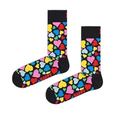 Afbeelding van Happy Socks Heart, Kleurrijke en Leuke, Sokken voor Dames Heren, Zwart (41 46)