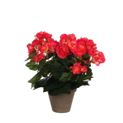 Afbeelding van Begonia Kunstplant in Bloempot Stan H30 x Ø25 cm Donkerroze