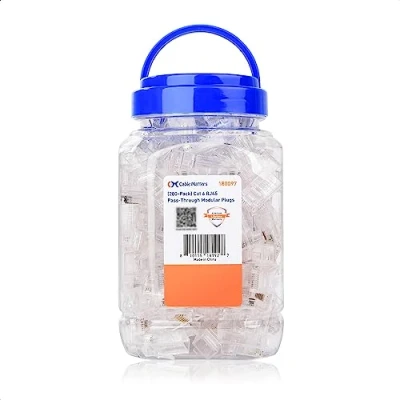 Afbeelding van Cable Matters 200 stuks Cat 6 doorlaatbare RJ45 connectoren (Cat uiteinden/Cat6 connector/RJ45 modulaire stekkers, Ethernet netwerkconnector) voor massieve of gestrande UTP kabel