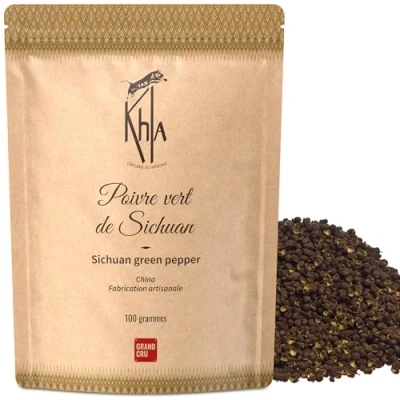 Afbeelding van KHLA Groene Sichuan peper in korrel Fairtrade zak 100 g Kat A hele peperkorrels