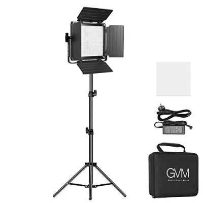Afbeelding van GVM led videolamp met statief, 2300K 6800K app bediening, 480 videoverlichting, studiolicht, streaming licht voor YouTube Studio fotografie, videolamp, cameralamp, videolicht, sleutellicht
