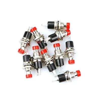 Afbeelding van Switian 10 stuks SPST mini schakelaars, momentane drukschakelaar, aan/uit knop, 220 V, 2 A, rood