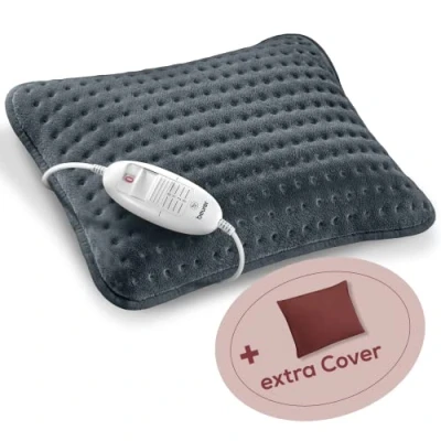 Afbeelding van Beurer HK 48 Cosy Sofa verwarmingskussen met snelle verwarming, 3 verlichte temperatuurinstellingen en automatische uitschakeling, extra zacht omkeerbaar kussen, vilten hoes, rood