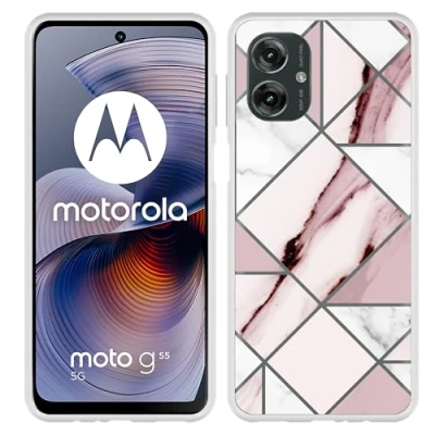 Afbeelding van Cazy Hoesje geschikt voor Motorola Moto G55 Siliconen Roze Marmer