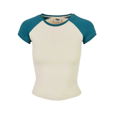 Afbeelding van Urban Classics Stretch Retro Baseball Tshirt print, Dames, Maat: 4XL, Whitesand jasper