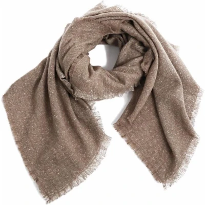 Afbeelding van Emilie Scarves dames winter sjaal vierkant taupe