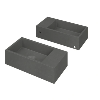 Afbeelding van INK Versus Fontein 36x18x9cm wasbak links 0 kraangaten Quartz grijs