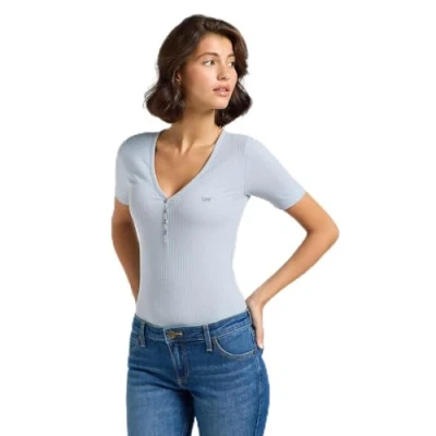 Afbeelding van Lee Short Sleeve V NECK Regular FIT Tshirt basic, Dames, Maat: 42, Concrete gray