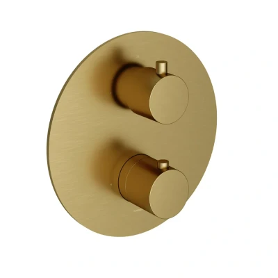 Afbeelding van HotBath Cobber Inbouw Thermostaat Afbouwdeel CB009EXT Geborsteld Messing PVD