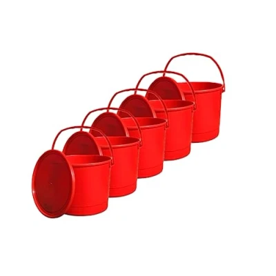 Afbeelding van MIG emmer met deksel, 6 l, rood, 5 x liter, stapelbare plastic veelzijdige bak deksel voor huishouden en industrie, kleine geschikt hondenvoer