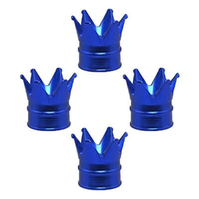 Afbeelding van SENZEAL 4 Stuks Stofkappen voor Autobanden Kroon Ventieldoppen Universele Aluminiumlegering Tire Valve Stem Caps Auto Fietsen Vrachtwagens Motorfiets (Blauw)