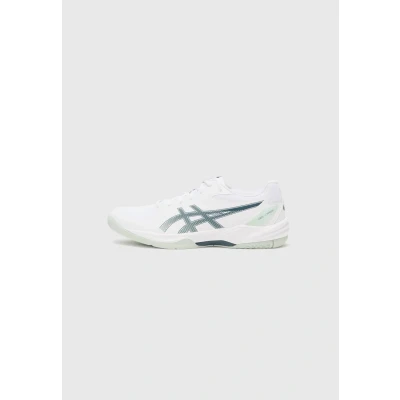Afbeelding van Asics Geltask 4 Handbalschoenen, Heren, Maat: 46, White/tranquil teal Imitatieleer/ textiel