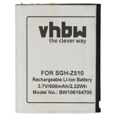 Afbeelding van vhbw 1x accu compatibel met Samsung SGH D820, Z510, P300 mobiele telefoon smartphone (600 mAh, 3,7 V, Li Ion) vervanging voor BST4048BES/STD