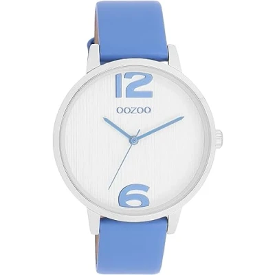 Afbeelding van OOZOO Timepieces Zilverkleurige horloge met mineraal blauwe leren band C11235