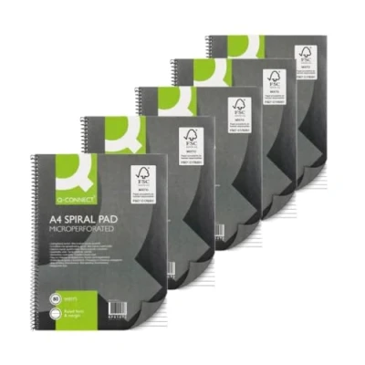 Afbeelding van Q Connect Geregelde marge spiraal zachte kaft notitieboek 160 pagina&#039;s A4 (5 Pack) KF01072