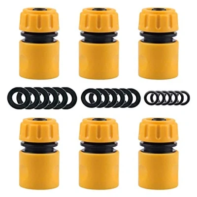 Afbeelding van YAAVAAW Set van 6 slangeindconnector slanguiteinde snelkoppelingsfitting voor 1/2 inch slangkraanuiteinde snelkoppeling (wordt geleverd met 18 stuks vervangende afdichtingsringen)