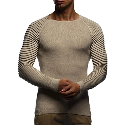 Afbeelding van Leif Nelson Gebreide trui voor heren LN 20729, Beige, XL