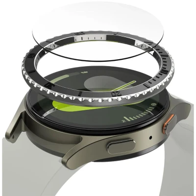 Afbeelding van Ringke Bezel Styling + Tempered Glass Geschikt voor Samsung Galaxy Watch 7 40MM RVS Cover Screen Protector 40 96 Zwart