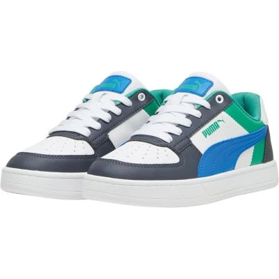 Afbeelding van Puma Caven 2.0 Block JR Unisex Sneakers laag voor kinderen, Maat: 36, White hyperlink blue galactic gray Hoogwaardig imitatieleer