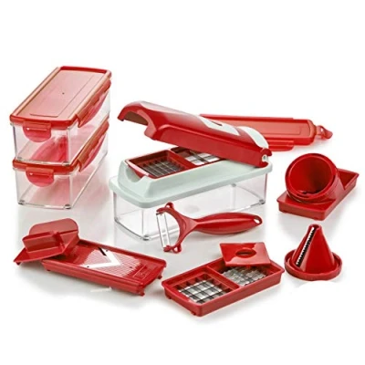 Afbeelding van Genius Nicer Dicer Smart Julietti Groentesnijder, 16 delig, spiraalsnijder, juliennesnijder, snijden, dobbelstenen, schillen, juliennes, mandoline, hakmolen