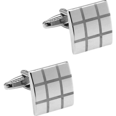 Afbeelding van Fako Bijoux® Manchetknopen Blokken Open Mat/Glans Zilverkleurig