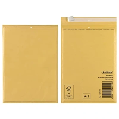 Afbeelding van Herlitz 10480762 luchtkussenenvelop A 12,5x17 cm peel &amp; seal bruin FSC Mix 4 stuks