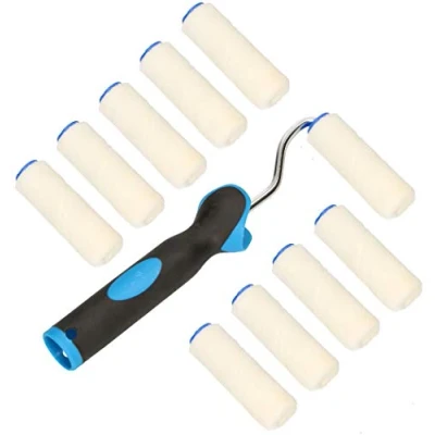Afbeelding van KOTARBAU Set van 10 velours verfrollers 70 mm met rubberen greep verfroller borstel rollerroller roller rollerborstel voor verven en renovatie (70 mm)