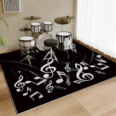 Afbeelding van Qesjodfu drummat tapijt antislip geluiddichte tapijten elektronische drumtapijt professionele rechthoek elektronisch jazz drumstel voor basdrum snare en andere muziekinstrumenten mat 140 x 120