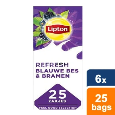 Afbeelding van Lipton Refresh Blauwe bessen en bramen thee 25 theezakjes Doos 6 stuks