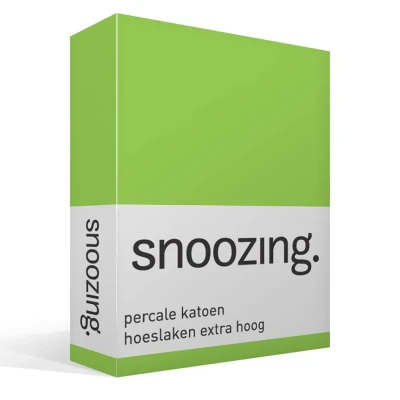 Afbeelding van Snoozing Hoeslaken Extra hoog Tweepersoons 140x200 cm Percale katoen Lime