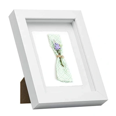 Afbeelding van EUGAD 3D fotolijst om te vullen, objectlijst A4 (21 x 29,7 cm), diepe lijst voor objecten tot 1,5 cm, houten collage met papieren passe partout, wit