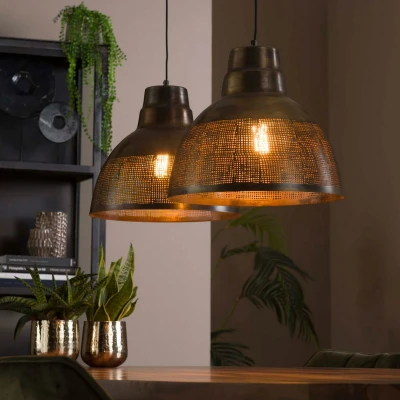 Afbeelding van Fraaai Zoe hanglamp 2xø38 screen brons antiek Metaal