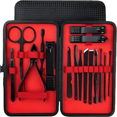 Afbeelding van Retoo Maniküre Set, Fingernagelpflegeset, Nagelset Reiseset klein für Männer, 16 teiliges Nagelknipser Pediküre, Nagelpflegeset, Edelstahl, tragbares Reiseetui, Nagelschere