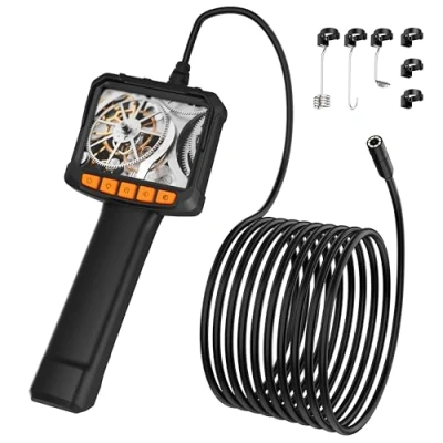 Afbeelding van Endoscoopcamera met licht, pancellent 1920P inspectieslang, HD kleurendisplay, Borescope, waterdichte industriële borescope 8 verstelbare LED verlichting, 16,4 ft semi stijve kabel rioolcamera