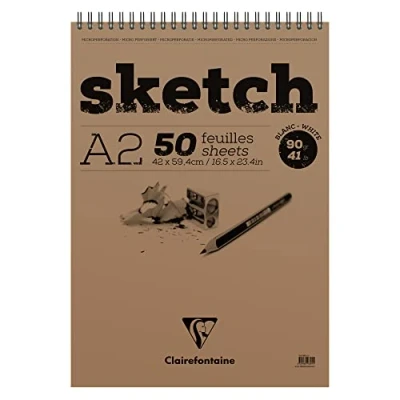 Afbeelding van Clairefontaine schetsblok 90 g/42 x 59,4 cm/50 vellen/wit. 42 cm / 50 Blatt wit
