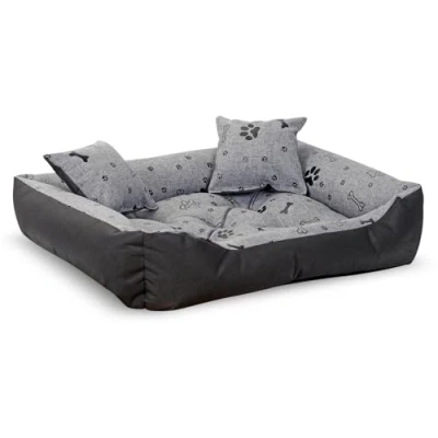 Afbeelding van Aio Factory Hondenbed / Dierenmand binnen: 80x60cm buiten: 100x75cm Waterdicht Zwart Grijs