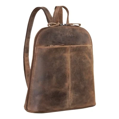 Afbeelding van STILORD &#039;Olivia&#039; City rugzak Dames lederen Dagrugzak kleine handtas om uit te gaan voor 9,7 inch iPads en 10,1 tabletten echt leder, Kleur:calais bruin