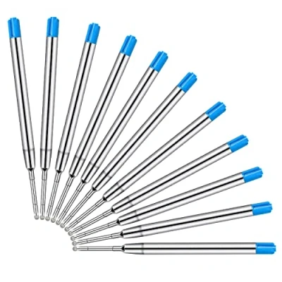 Afbeelding van Vesaneae 10 x balpenvullingen G2 formaat, verwisselbare balpenvullingen, metalen vullingen, blauw, balpenvulling, internationale standaard, grote vulling (blauw)