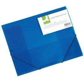 Afbeelding van Q connect Elastomap, A4, 3 Kleppen En Elastieken, Transparant Pp, Blauw Elastomap