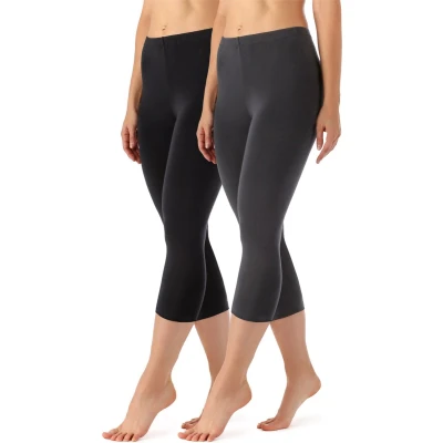 Afbeelding van Merry Style MS MS10 144 LE 2Pack Dames 3/4 Leggings Sport Vrijetijdsbroek Capri Viscose Sporbroek Yogabroek Zwart/Grafiet XL