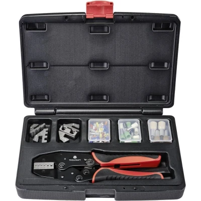 Afbeelding van TOOLCRAFT TO 7703463 Krimptangset 83 delig adereindhulzen 0.5 tot 35 mm² Incl. assortiment in koffer, verwisselbare krimpinserts