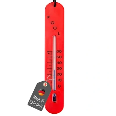 Afbeelding van Lantelme Zwembadthermometer zinkend met koord, ideaal voor nauwkeurige watertemperatuurmeting in de diepte van 15 tot +60 C, analoge thermometer rood zwembad, vijver, whirlpool, zwemvijver