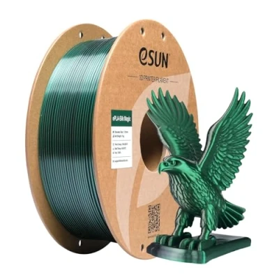 Afbeelding van eSUN Silk Dual Color PLA Filament 1,75mm, Co Extrusie Magic 3D printing filament, kleurverloop wisselend 1KG spoel (2,2 LBS) voor printers (Silk Zwart Groen, 1KG)
