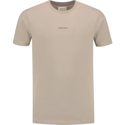 Afbeelding van Pure Path regular fit T shirt met backprint taupe