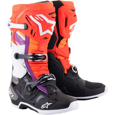 Afbeelding van Alpinestars 2024 Tech 10 Crosslaarzen Zwart / Fluor Rood Oranje Wit maat 47