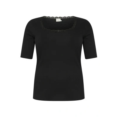 Afbeelding van Kaffe Curve Tshirt print, Dames, Maat: 50/52, Black deep
