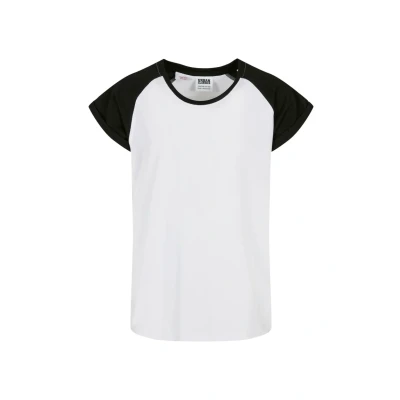 Afbeelding van Urban Classics Contrast Raglan Tshirt print voor kinderen, Maat: 110/116, White black